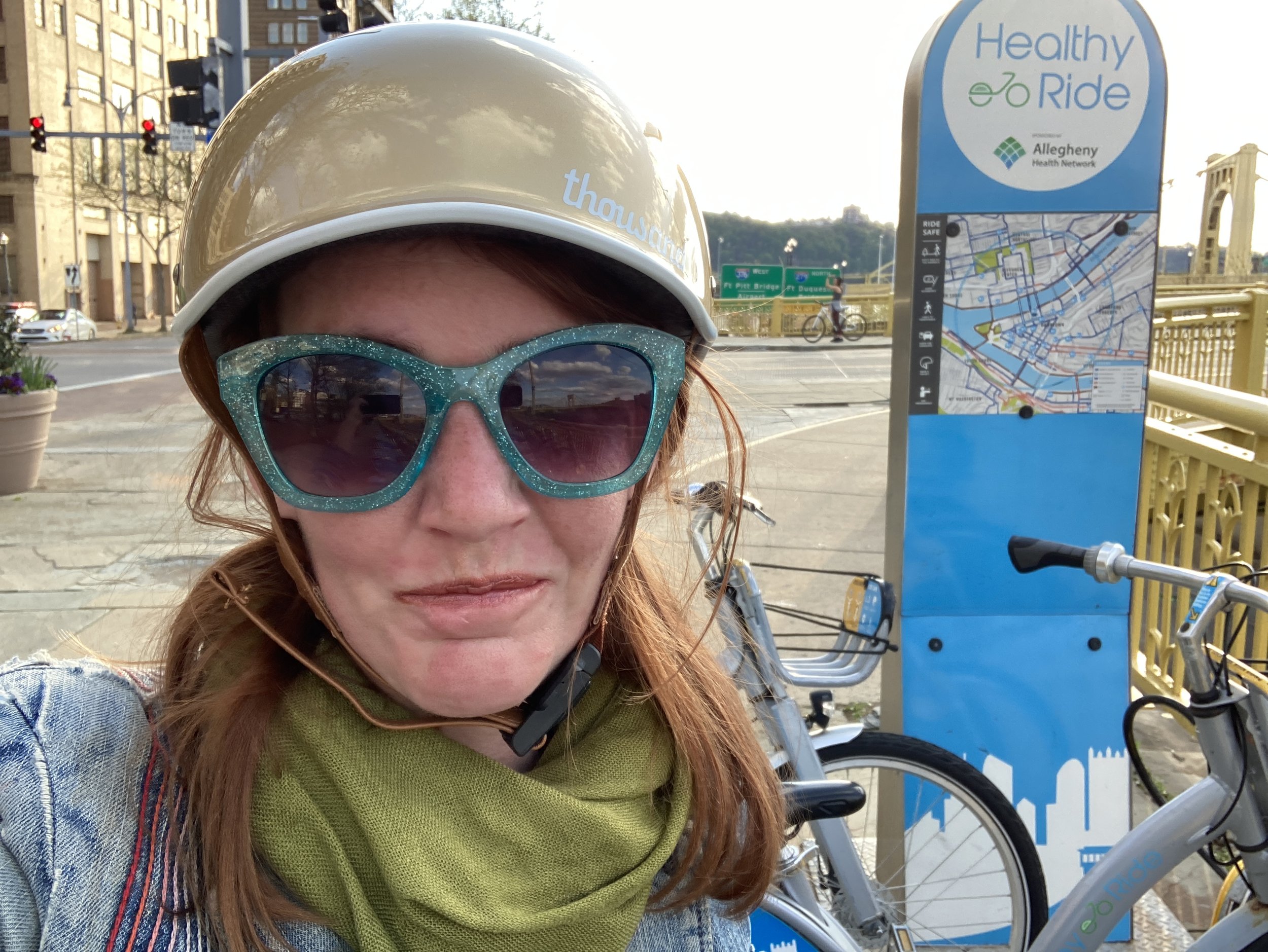 Even though helmets are not required by law, wearing a helmet when riding bikes (like your friendly author on the left) is strongly and enthusiastically recommended. Since providing shared helmets is a challenge for a number of reasons, Healthy Ride is BYOH. That’s Bring Your Own Helmet.  - Have questions about getting started? Don’t miss these handy resources: 